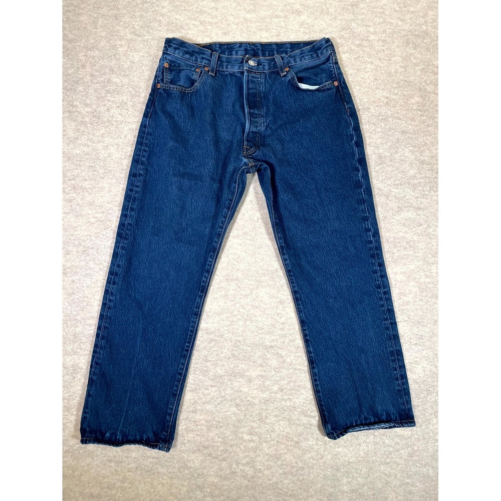 Levi's 501 Original Jeans Mens 36x30 Blue Denim Stretch Mid‎ Rise Straight Leg